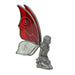 1 - Image 2 - Kneeling Fairy Pewter Figurine - Intricately Crafted - Adorned with Red and White Glass Wings, 5.75 Inches High