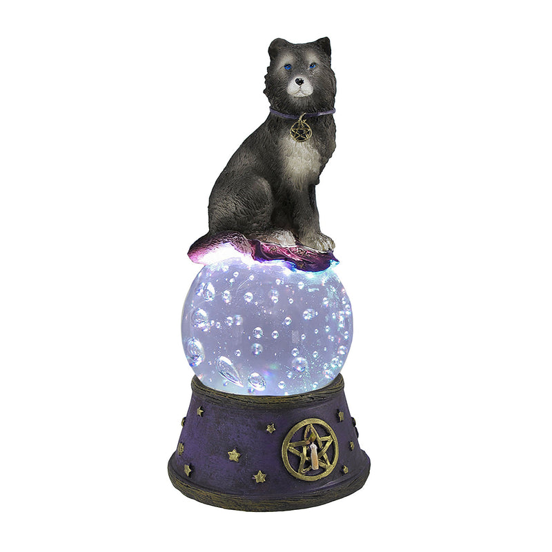 Majestic Wolf LED Lighted Crystal Ball Statue Pagan Wicca Pentacle Image 1