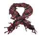 Versatile Fuchsia Plaid Triangular Reversible Fringed Neck/Face Lightweight Scarf - Tartan Pattern - 76 Inches Long - Perfect