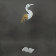 31 Inch Hand Carved White Painted Wood Bird Statue Home Coastal Decor Sculpture Image 2
