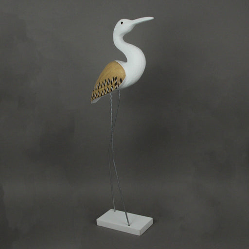 31 Inch Hand Carved White Painted Wood Bird Statue Home Coastal Decor Sculpture Image 2