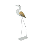 31 Inch Hand Carved White Painted Wood Bird Statue Home Coastal Decor Sculpture Image 1