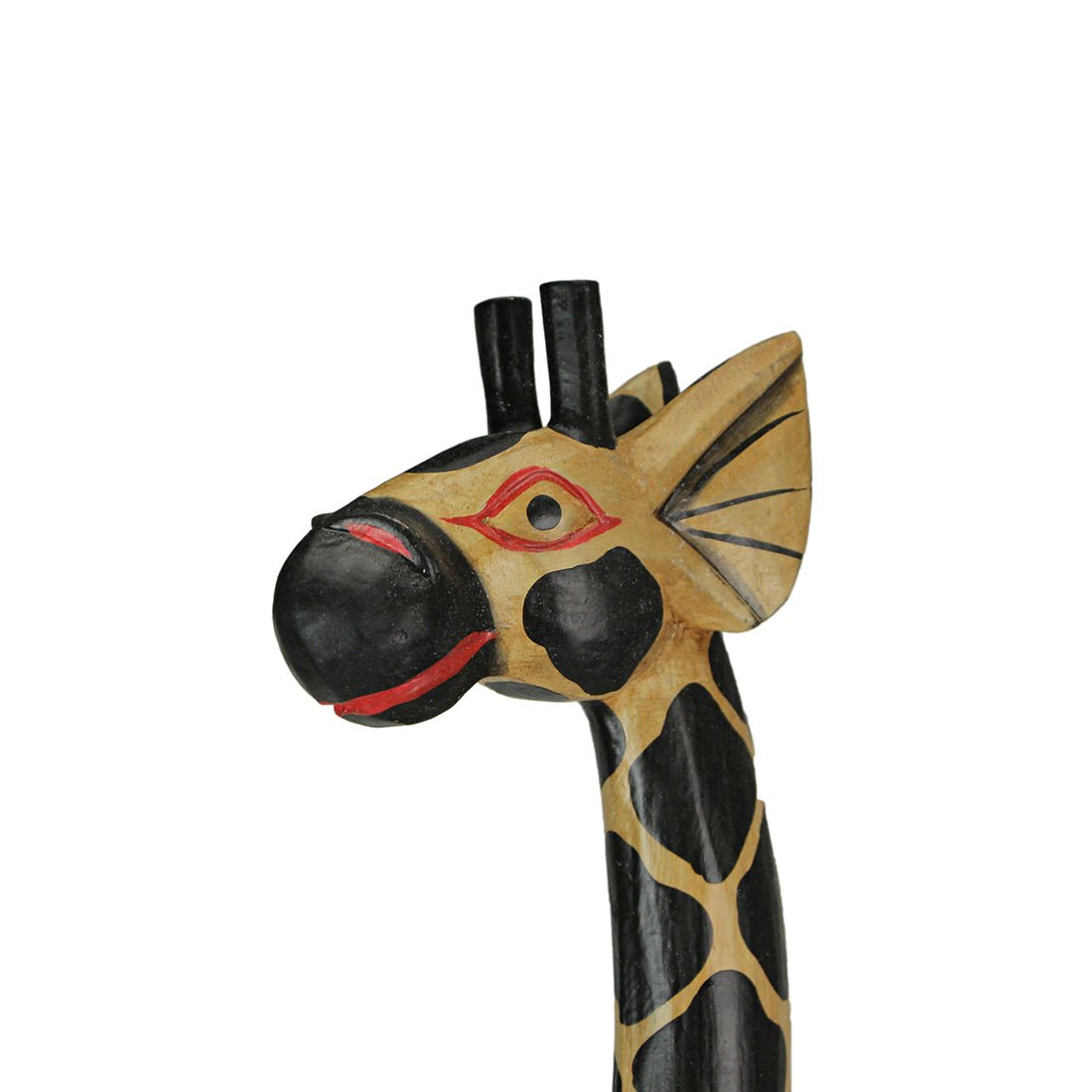 Hand Carved and Painted 36 Inch High Wooden Giraffe and Zebra