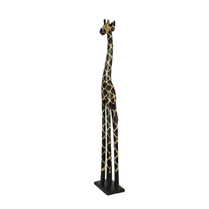 Giraffe - Image 7 - Hand-Carved 36-Inch Tall Hand-Stained Brown Wood Giraffe Sculpture: A Striking Safari Home Decor Accent,