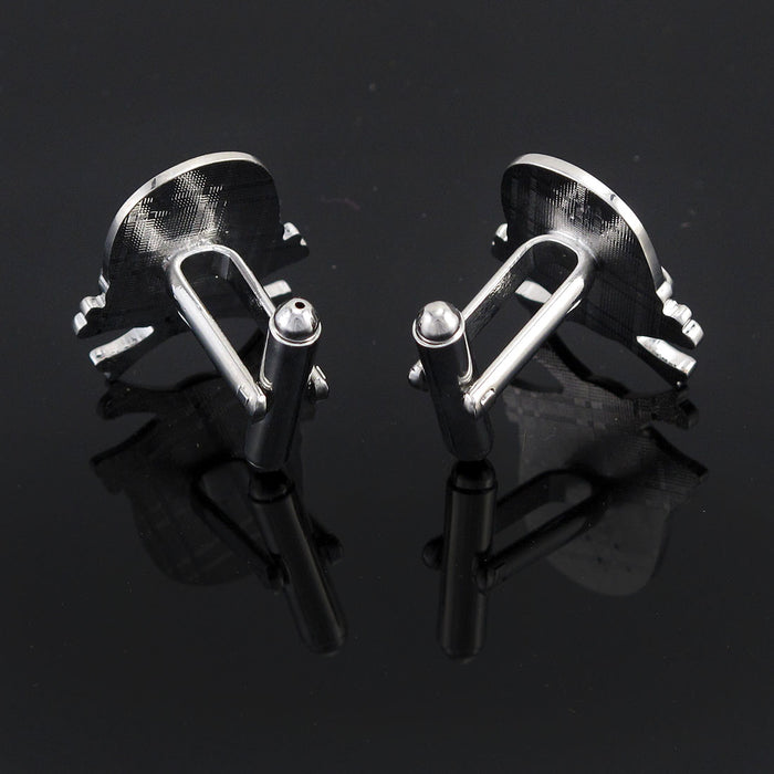 Polished Stainless Steel Skull and Crossbones Cufflinks - 1 Inch High - An Intriguing Fusion of Elegance and Rebellion -