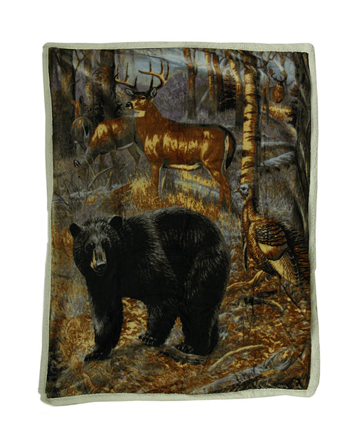 Sherpa Hunter Trophies Silk Touch Throw Blanket 60 Inches By 50 Inches Image 1