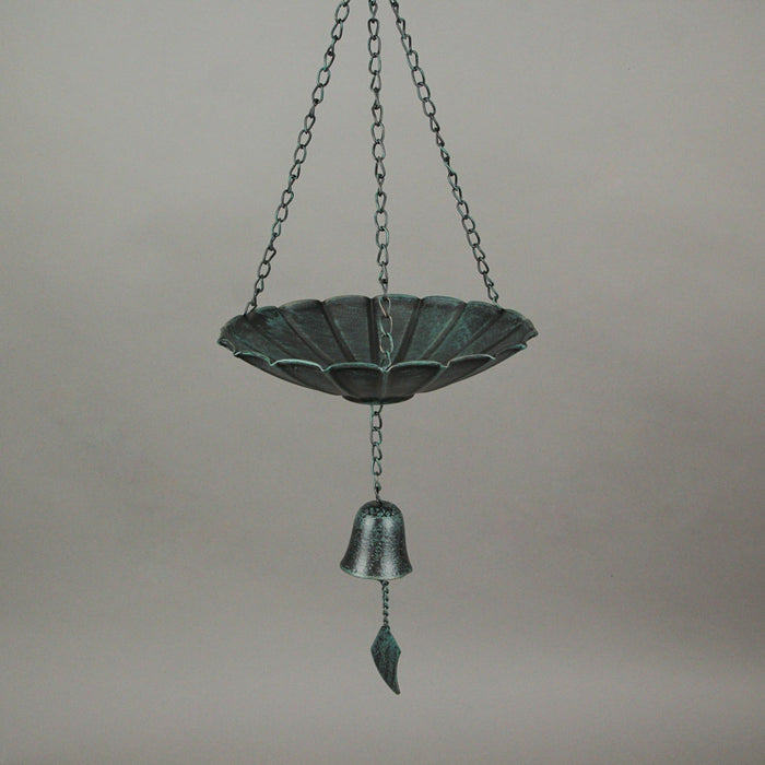 Green - Image 2 - 53 Inch Verdigris Metal Flower Rain Chain Bell Decorative Downspout Garden Decor