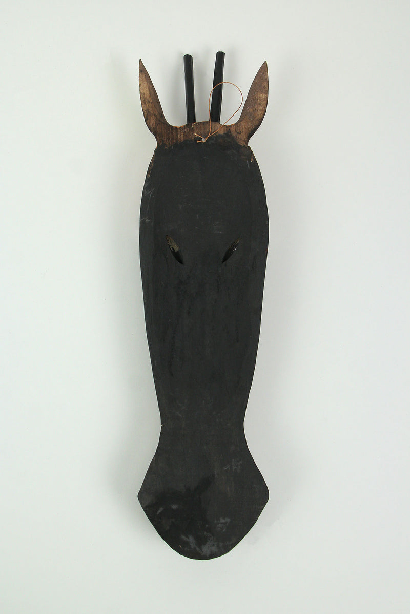 Hand-Painted Orange and Brown African Style Giraffe Wood Mask - Carved Jungle Decor Wall Hanging Artisan Crafted in Indonesia