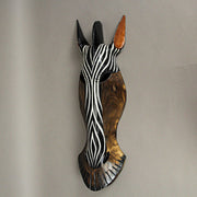 Hand-Carved Brown Wood African Zebra Jungle Mask Wall Hanging - 20 Inches High - Artisan Crafted - Perfect for Jungle-Themed