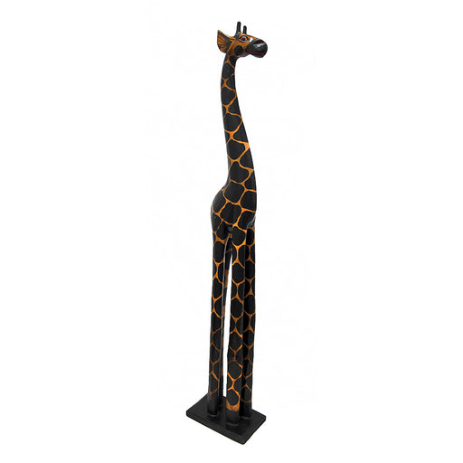 39 Inch Hand Carved Wooden Giraffe Sculpture Safari Home Decor Figurine Statue Image 1