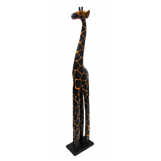 39 Inch Hand Carved Wooden Giraffe Sculpture Safari Home Decor Figurine Statue Image 2