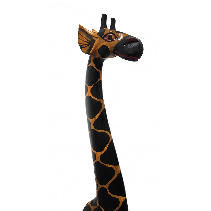 39 Inch Hand Carved Wooden Giraffe Sculpture Safari Home Decor Figurine Statue Image 3