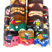 Set of 5 Tiki Mask Wall Decor, 10 Inch Hand-Carved Wood Masks Image 3