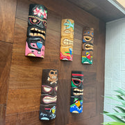 Set of 5 Tiki Mask Wall Decor, 10 Inch Hand-Carved Wood Masks Image 5