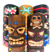 Set of 5 Tiki Mask Wall Decor, 10 Inch Hand-Carved Wood Masks Image 8