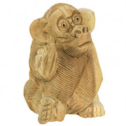 Cheeky Monkey Flipping the Bird - Handcrafted Indonesian Mahogany Rude Gesture Wood Statue - Artisan Crafted - Unique Home