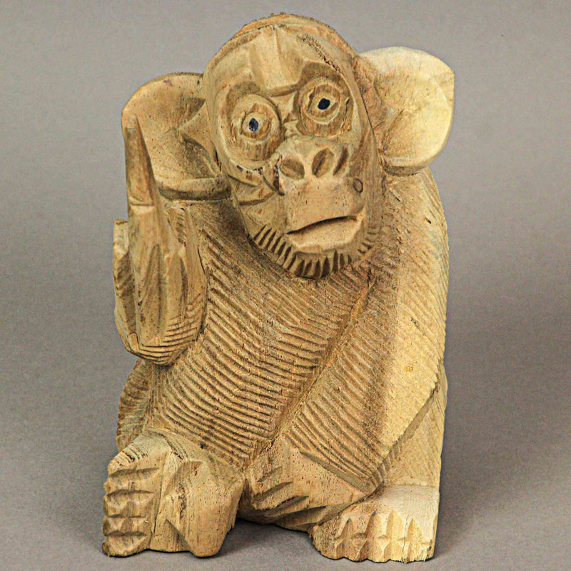 Cheeky Monkey Flipping the Bird - Handcrafted Indonesian Mahogany Rude Gesture Wood Statue - Artisan Crafted - Unique Home