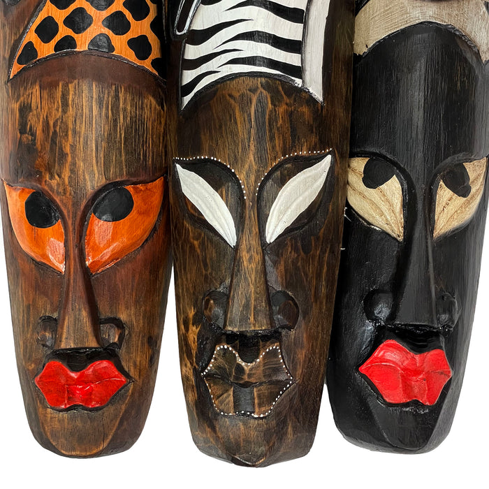 Set Of 3 African Wildlife Wooden Wall Masks Image 6