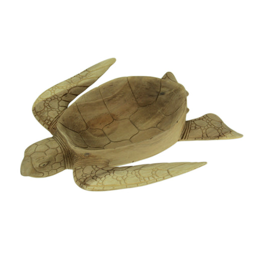 Exquisite Hand-Carved Mahogany Wood Sea Turtle Centerpiece Bowl - Unique Boho Decor Accent - 16 Inches Long - Coastal Charm