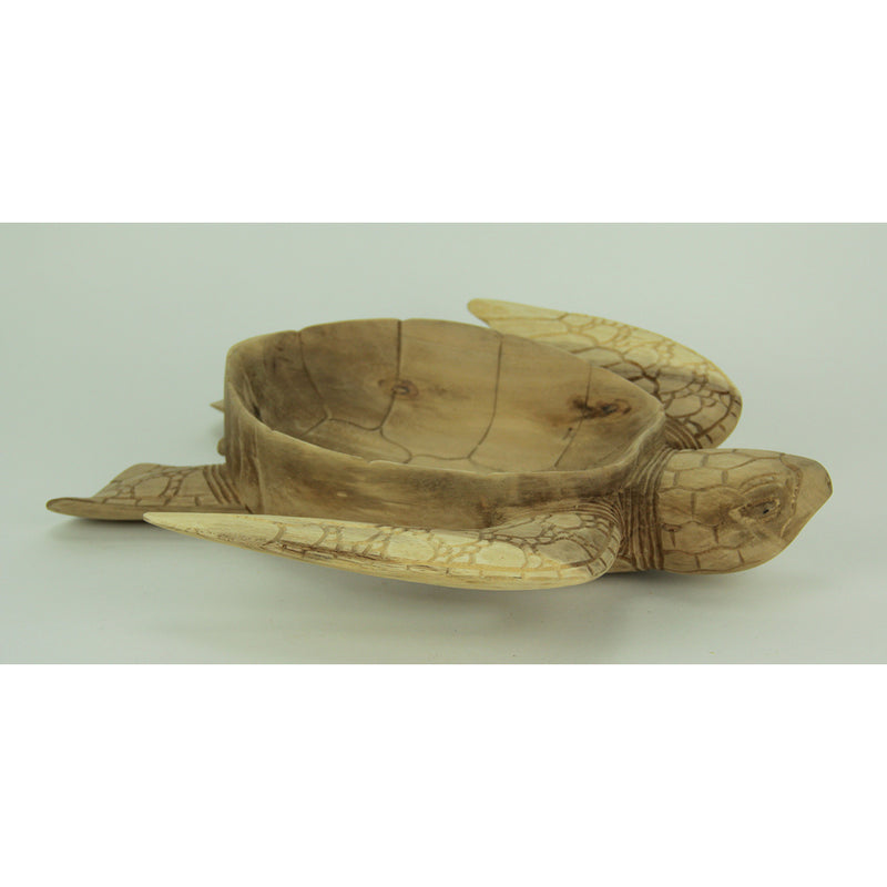 Exquisite Hand-Carved Mahogany Wood Sea Turtle Centerpiece Bowl - Unique Boho Decor Accent - 16 Inches Long - Coastal Charm