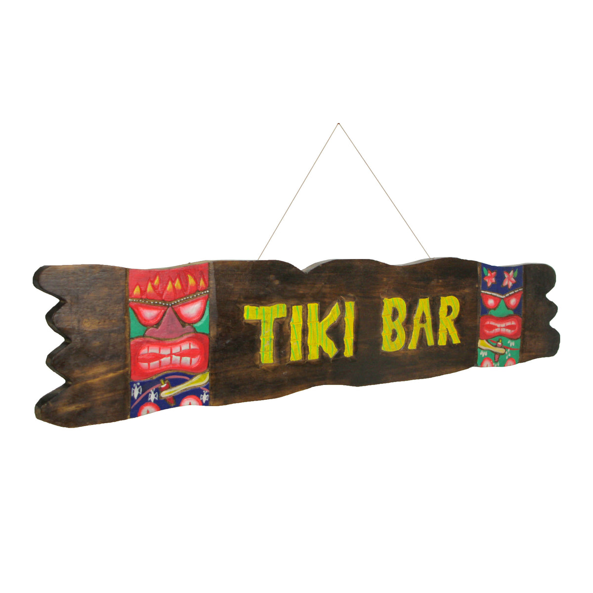 39 In. Hand Carved `Tiki Bar` Sign Wall Decor — Zeckos