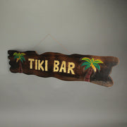 Tiki Bar Sign 39 Inch Handcrafted Wood Palm Tree Wall Hanging Image 6