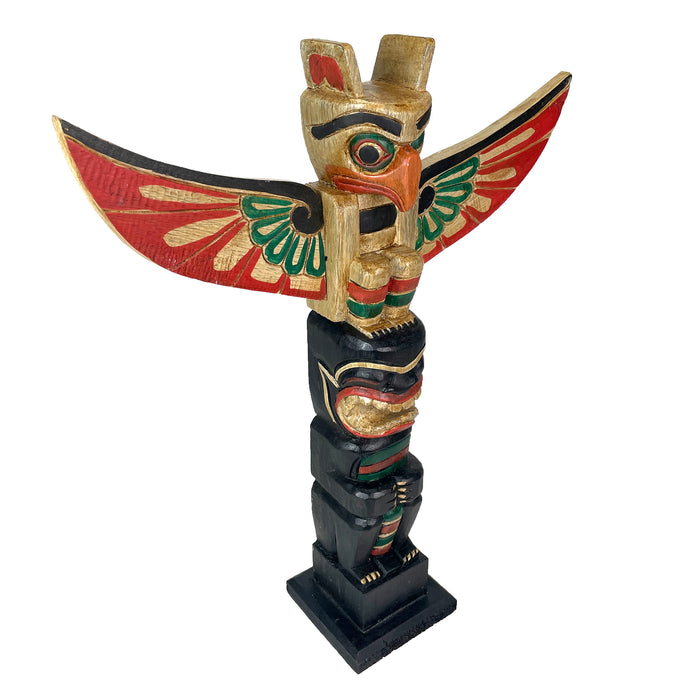 Brown - Image 2 - Handcrafted Northwest Coast Style Eagle Totem Pole Sculpture: Wooden Artistry in Primitive Decor, 20 Inches