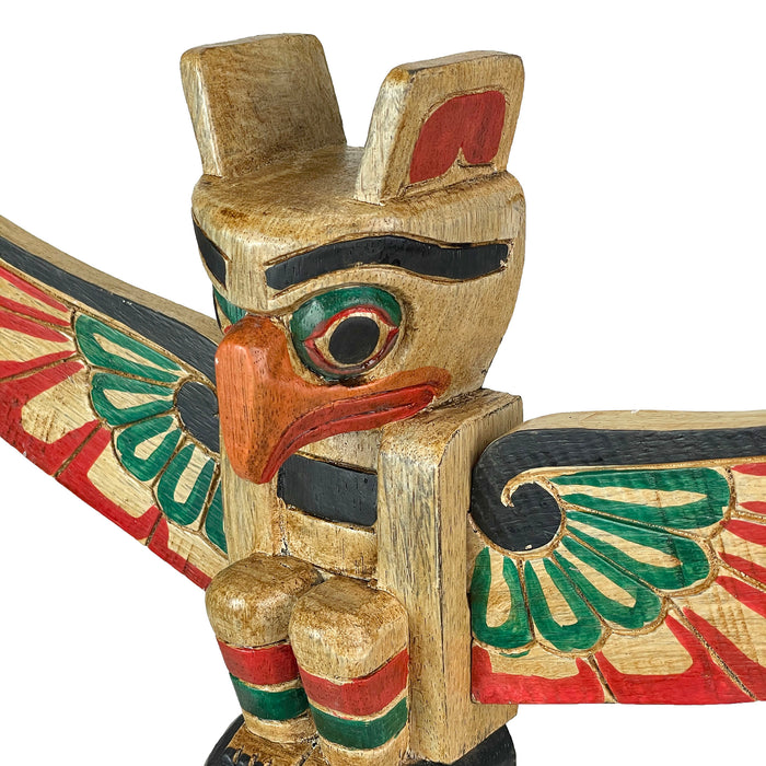 Brown - Image 3 - Handcrafted Northwest Coast Style Eagle Totem Pole Sculpture: Wooden Artistry in Primitive Decor, 20 Inches