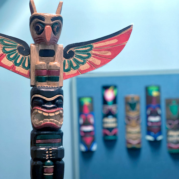 Brown - Image 5 - Handcrafted Northwest Coast Style Eagle Totem Pole Sculpture: Wooden Artistry in Primitive Decor, 20 Inches