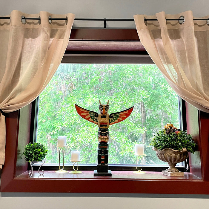 Brown - Image 6 - Handcrafted Northwest Coast Style Eagle Totem Pole Sculpture: Wooden Artistry in Primitive Decor, 20 Inches