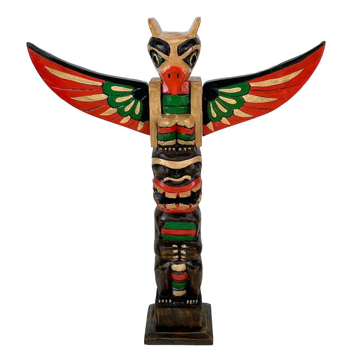 20 Inch Tall Northwest Coast Light Brown Style Wooden Totem Pole