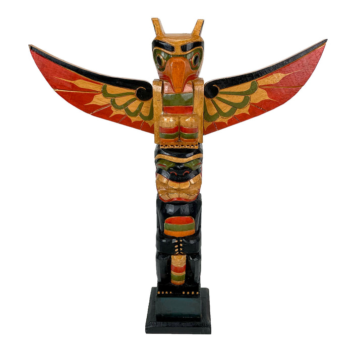 Light Brown - Image 12 - Hand-Painted and Carved Light Brown Northwest Coast Style Eagle Totem Pole Sculpture: Wooden