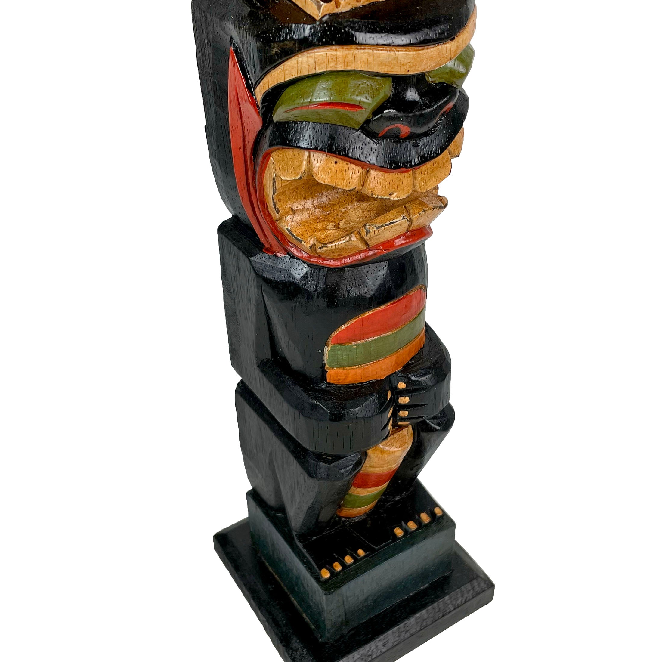 20 Inch Tall Northwest Coast Light Brown Style Wooden Totem Pole