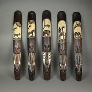 Set of 5 Hand Carved Brown Wood African Style Decorative Tribal Mask Wall Hangings - Artisan Crafted - Easy To Hang - Boho