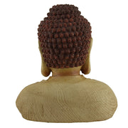 Meditating Buddha Head Decorative Faux Carved Wood Look Statue Image 3