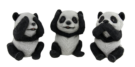 3 Piece See Hear Speak No Evil Sitting Baby Panda Bear Set Image 1