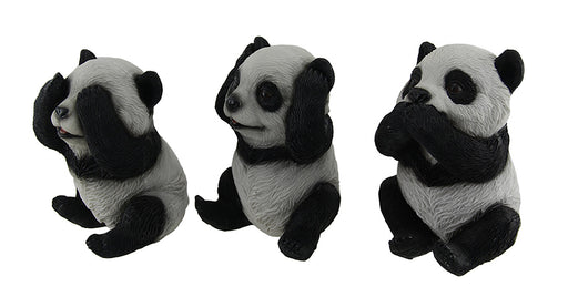 3 Piece See Hear Speak No Evil Sitting Baby Panda Bear Set Image 2