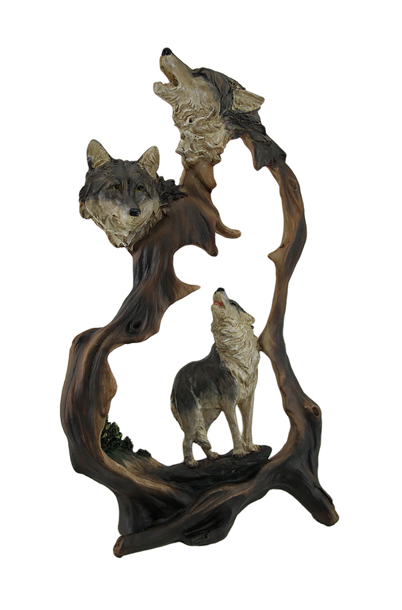 Howling Mountain Wolves Cutout Statue Image 1