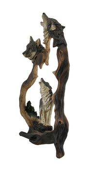 Howling Mountain Wolves Cutout Statue Image 2