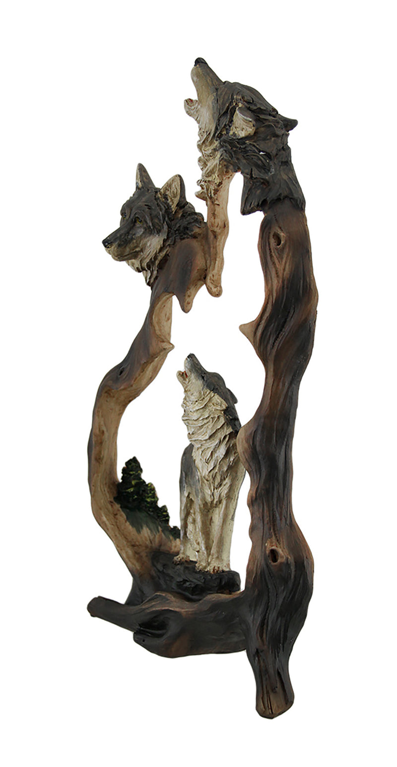 Howling Mountain Wolves Cutout Statue Image 2