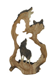 Howling Mountain Wolves Cutout Statue Image 3