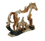 Horse and Cowboy Faux Wood Carving Statue Image 2