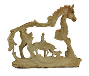 The Wrangler Cowboy In Horse Faux Carved Wood Openwork Statue Western Décor Image 3