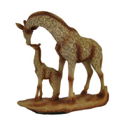 Exquisite Mother and Baby Giraffe Resin Statue with Faux Wood Finish - African Wildlife-Inspired Home Decor Piece - 7 Inches