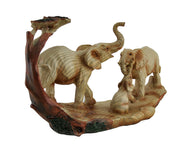 Elephant Family Safari Carved Wood Look Decorative Statue Image 2