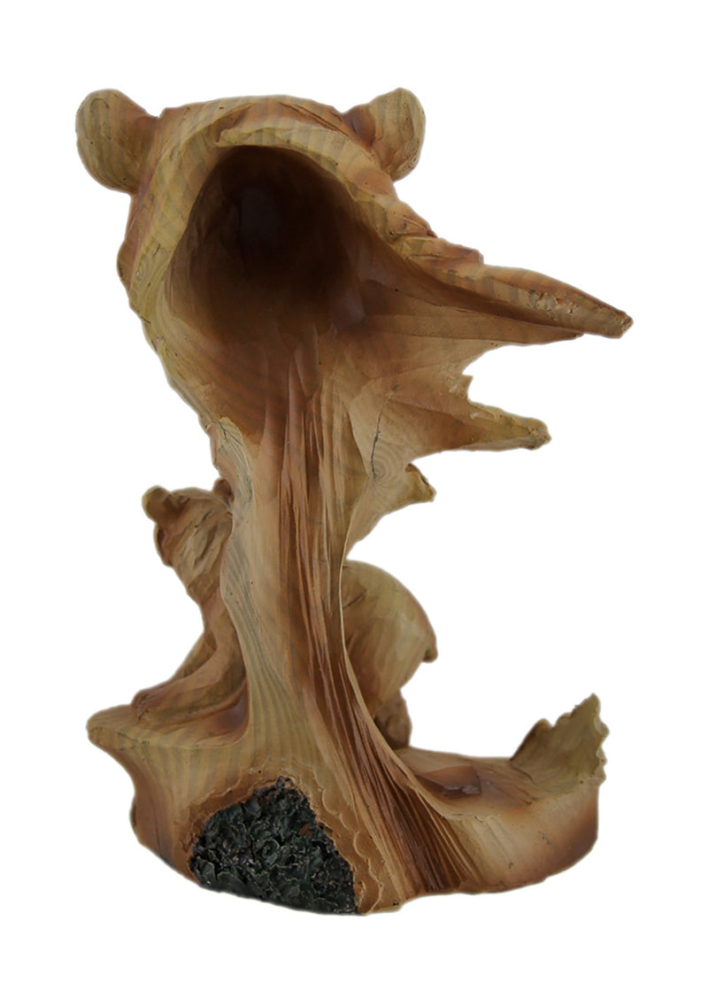 Carved Wood Look Mother Bear and Cub Tabletop Statue Image 3