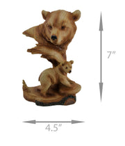 Carved Wood Look Mother Bear and Cub Tabletop Statue Image 4