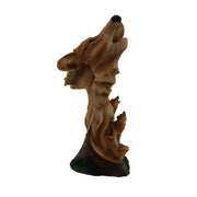 Carved Wood Look Howling Wolf Couple Figural Statue Image 2
