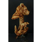 Faux Carved Bear Head and Family Wood Look Statue Image 2