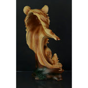 Faux Carved Bear Head and Family Wood Look Statue Image 3